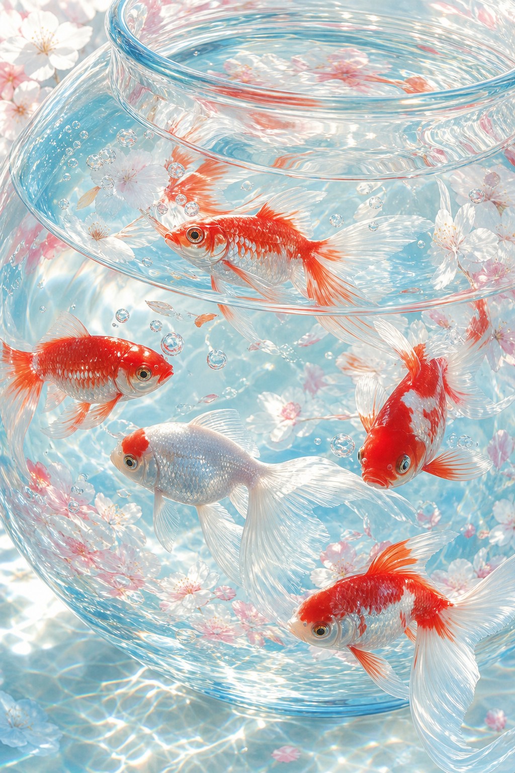 金魚と桜